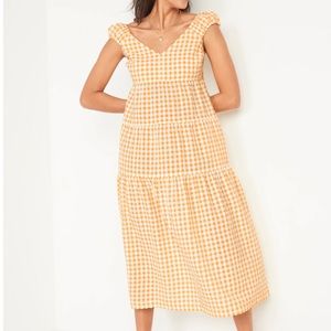 Tiered Seersucker All-Day Maxi Dress Sz L